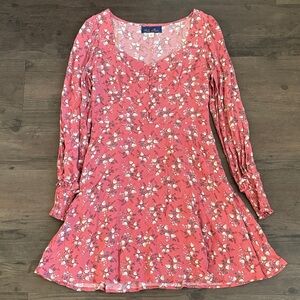 Blue Rain Pink Floral Long Sleeve Dress